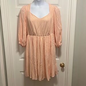 Peach Dress with Puff Sleeves